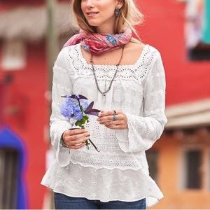 SUNDANCE Cotton Eyelet Tunic Top. Size Large